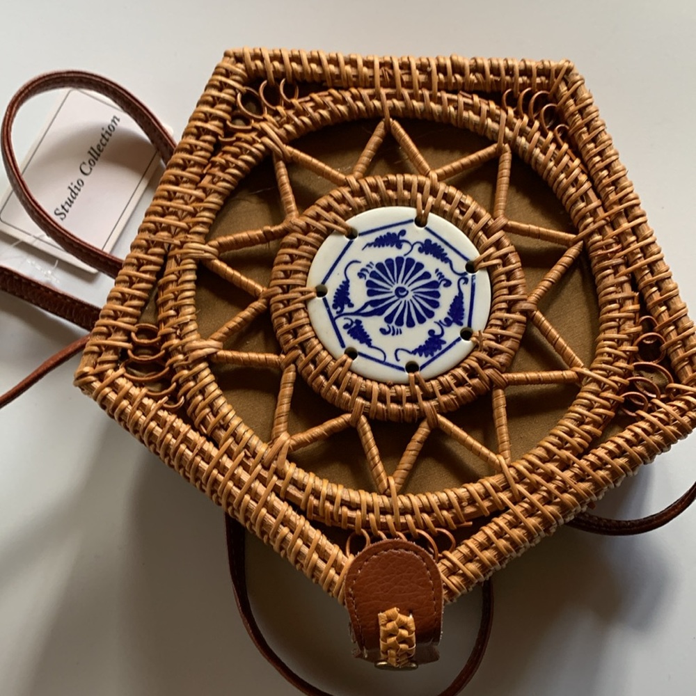 Studio Collection Woven Rattan With Ceramic Tile Accent - Picture 4 of 4